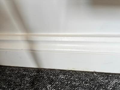 Skirting board above a carpet