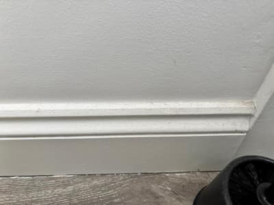 Clean skirting board beside a dustpan brush