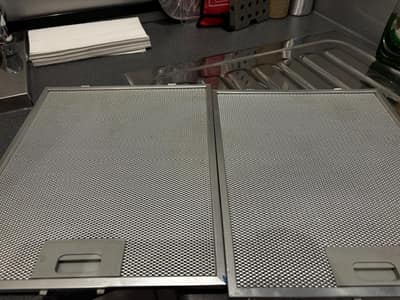 Close-up of cleaned cooker hood filters
